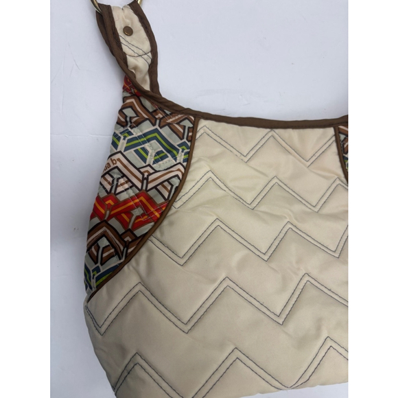 Women's Cinda b Beige quilted chevron Tote Bag and wristlet wallet One Size - Picture 5 of 15